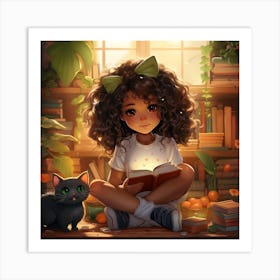 Little Girl Reading A Book 2 Art Print