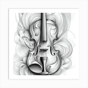 Violin Drawing Art Print