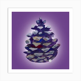 Pine Cone - hand painted square purple lilac minimal living room bedroom Art Print