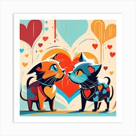 Valentines Day Cats Art Print