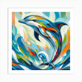 Abstract modernist Dolphin 2 Art Print