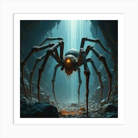 A Giant Spider With Glittering Webs Stretching Across A Cavern 1 Art Print