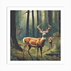 Deer In The Woods 7 Art Print