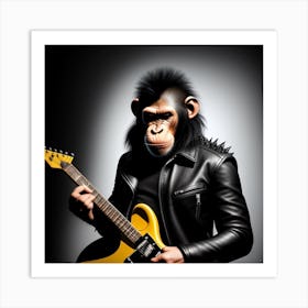 Chimp rocks With Guitar Art Print