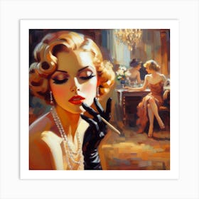 Woman Smoking A Cigarette Art Print