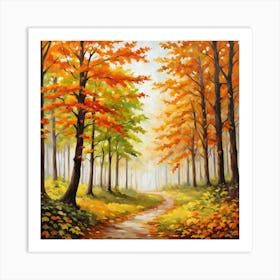 Forest In Autumn In Minimalist Style Square Composition 33 Art Print