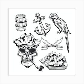 Pirate Set Vector Art Print