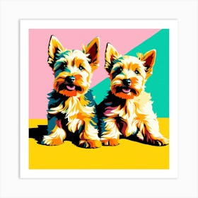 Scottish Terrier Pups, This Contemporary art brings POP Art and Flat Vector Art Together, Colorful Art, Animal Art, Home Decor, Kids Room Decor, Puppy Bank - 137th Art Print