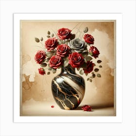 Roses In A Marble Vase 8 Art Print