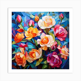 Polygonal Roses Art Print