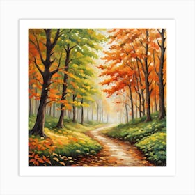 Forest In Autumn In Minimalist Style Square Composition 237 Art Print