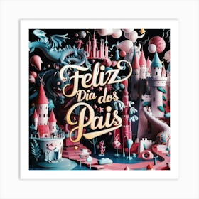 Feliz dia dos Pais typographic Happy fathers day for brazilian portuguese language greeting card postcard and congratulation fathers day dad,daddy,father,fathers day,dad,pai,family illustration wall art, clop artFeliz Dia Dos Pais 1 Art Print