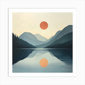 Sunset Over A Lake Art Art Print