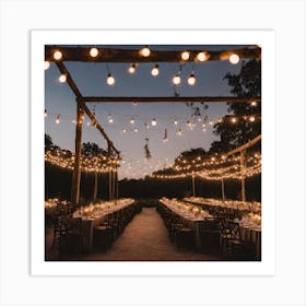 Wedding Reception With String Lights 2 Art Print