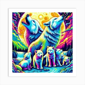 Vivid and Lucid Wolf Family Art Print