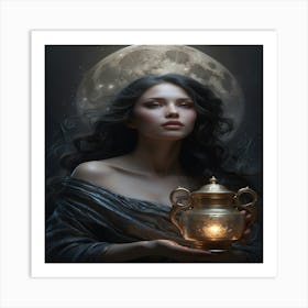 Young Woman Holding A Candle Art Print