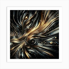 Abstract Gold And Black Background Art Print