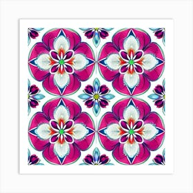 Pink Flower Pattern Art Print