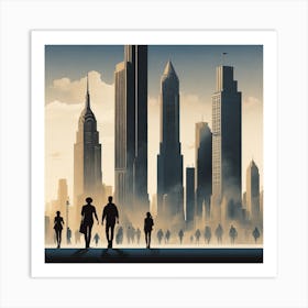 People Walking In The City Art Print