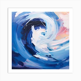 Pristine Oceans: Navy and Pastel Brushstrokes Unite Art Print