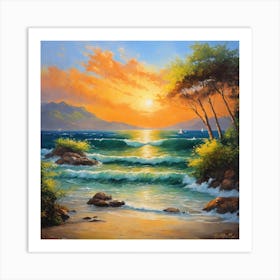 Sunset At The Beach 3 Art Print