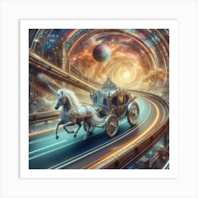 Futuristic Unicorn Carriage Art Print