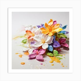 Colorful Flowers On White Background Art Print