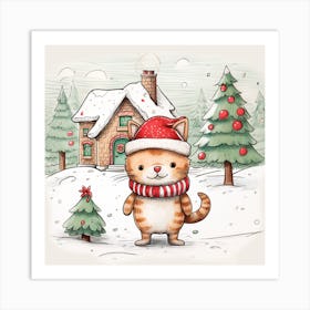 Christmas Cat 1 Art Print