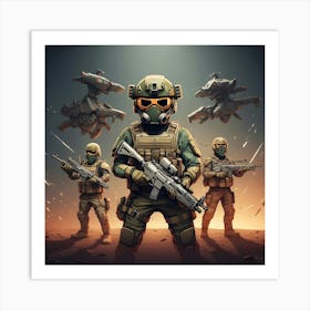 Group Of Soldiers With Guns Art Print