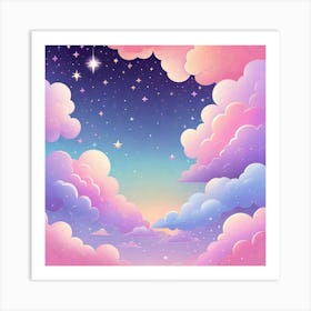 Sky With Twinkling Stars In Pastel Colors Square Composition 287 Art Print