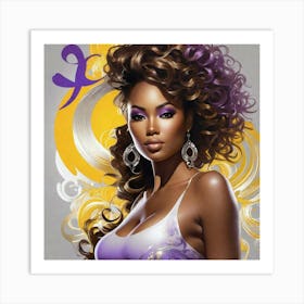 Black Woman With Purple Hair Art Print