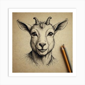 Goat Drawing 5 Art Print