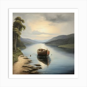 Boat On Loch Ryan Art Print