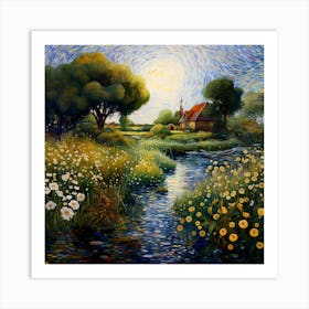 Threaded Impressions: Serenity by the River Art Print