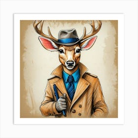 Detective Deer 3 Art Print