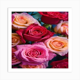 Roses Wallpaper Art Print