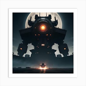 Giant Robot In The Night Art Print