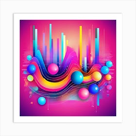 Abstract Background With Colorful Spheres Art Print