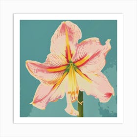 Amaryllis 4 Square Flower Illustration Art Print