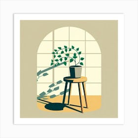 Potted Plant In Front Of Window 1 Art Print