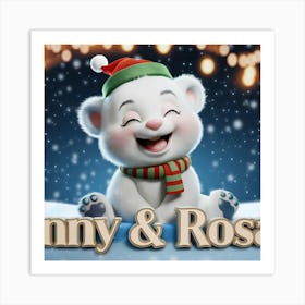 Winter Whimsy: The Joyful Journey of Benny & Rosy Art Print