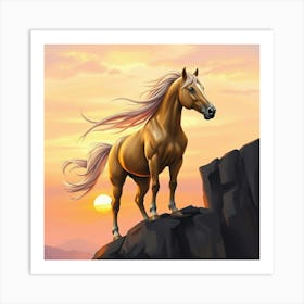 Horse In The Sunset Art Print