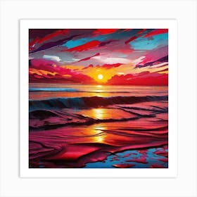 Sunset At The Beach 236 Art Print