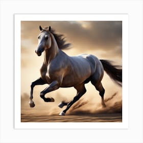 Horse Running In The Sand Art Print