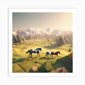 Horses In A Field 18 Art Print