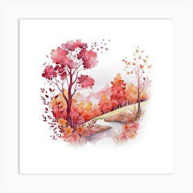 Watercolor Autumn Landscape 54 Art Print