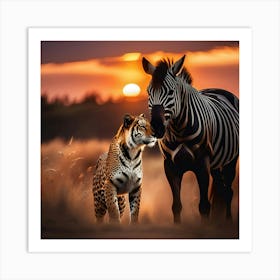 Zebra And Tiger Art Print