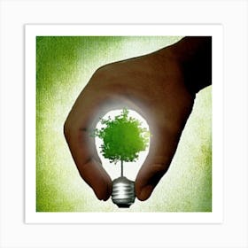 Light Bulb With Tree Art Print