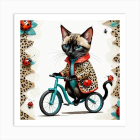 Kitty Biker Art Print