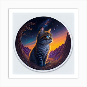 Cat Colored Sky (74) Art Print